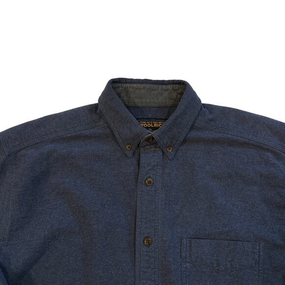 Vtg Woolrich Shirt Mens Large Blue Flannel Button Up Long Sleeve Casual *FLAW* - Picture 3 of 9